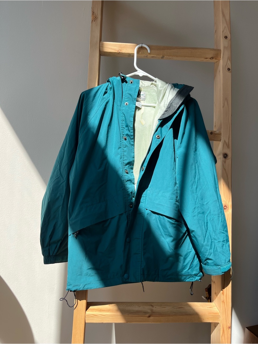 L.L. Bean Teal Men's Hooded Rain Jacket